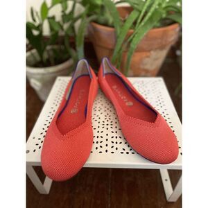 Rothy's Coral Flats with Blue and White Detail